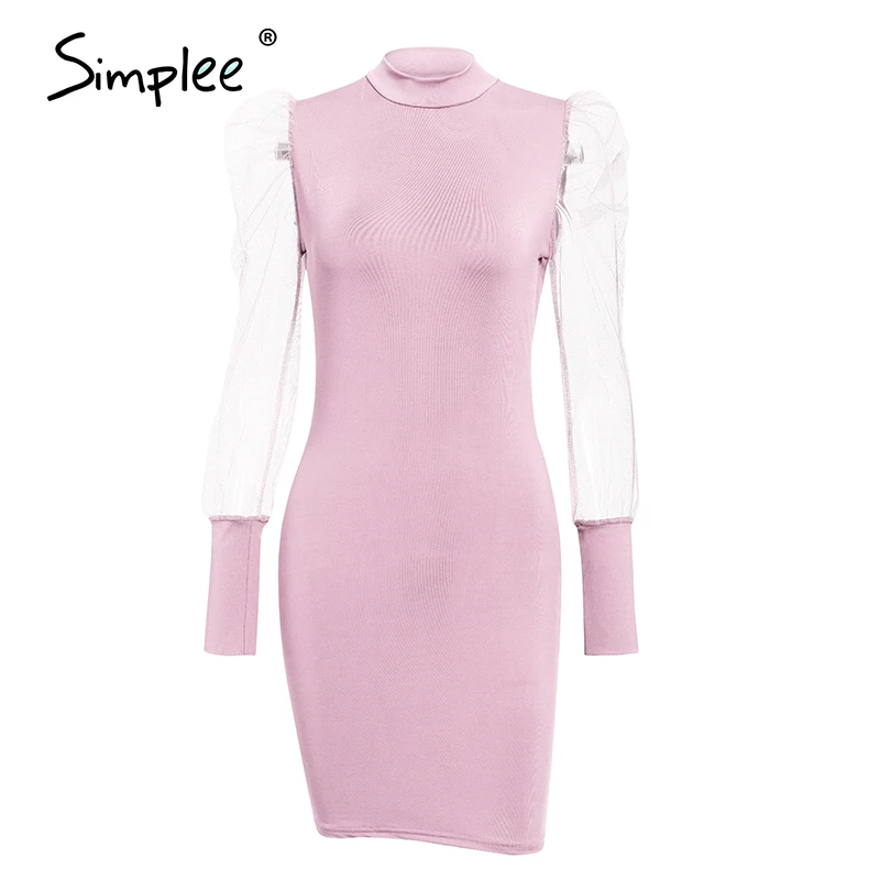 Simplee женское Открытое вечернее платье с пышными рукавами однотонного размера