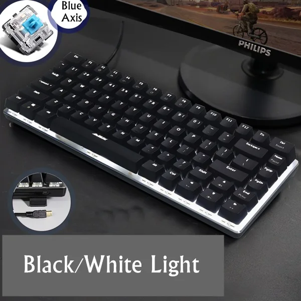 Option 13 Ajazz AK33 82 клавишная панель из сплава USB Проводная Подсветка Механическая игровая клавиатура синяя/черная ось со съемным кабелем - Цвет: Option 13
