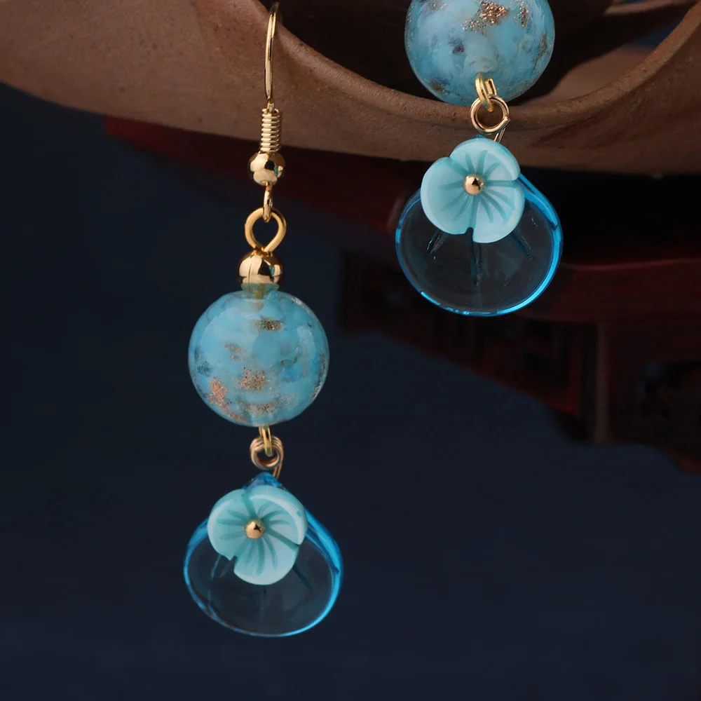 Женские этнические серьги подвески 2 цвета Винтажные с подвеской в виде цветка