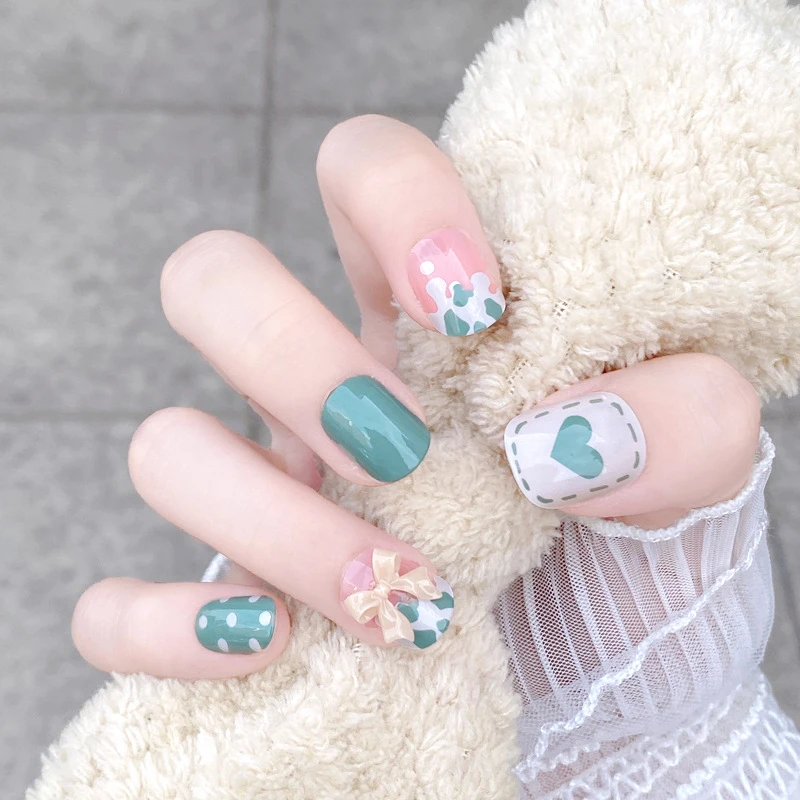 

24 шт., пластырь для ногтей в виде зеленых точек