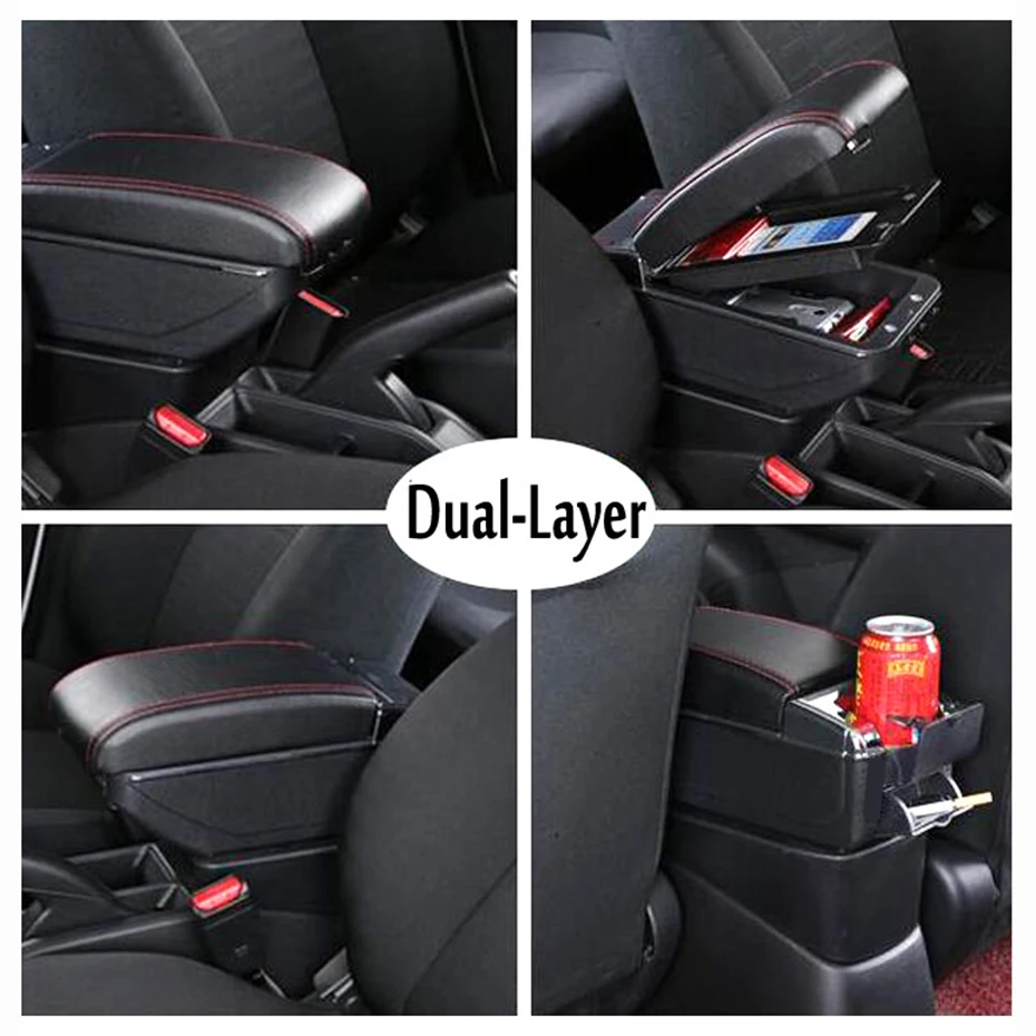 For Nissan VERSA Sedan Latio Sunny 12-18 Arm Rest Renault Scala Center Console Storage Box 13 14 15 2016 2017 Dual Layer Armrest |