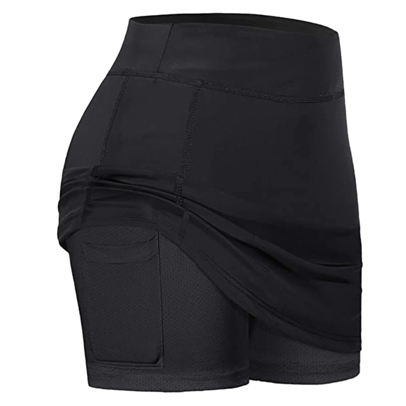

Women Tennis Skirts Inner Shorts Elastic Sports Golf Skorts With Pockets Fit Yoga Fitness Running