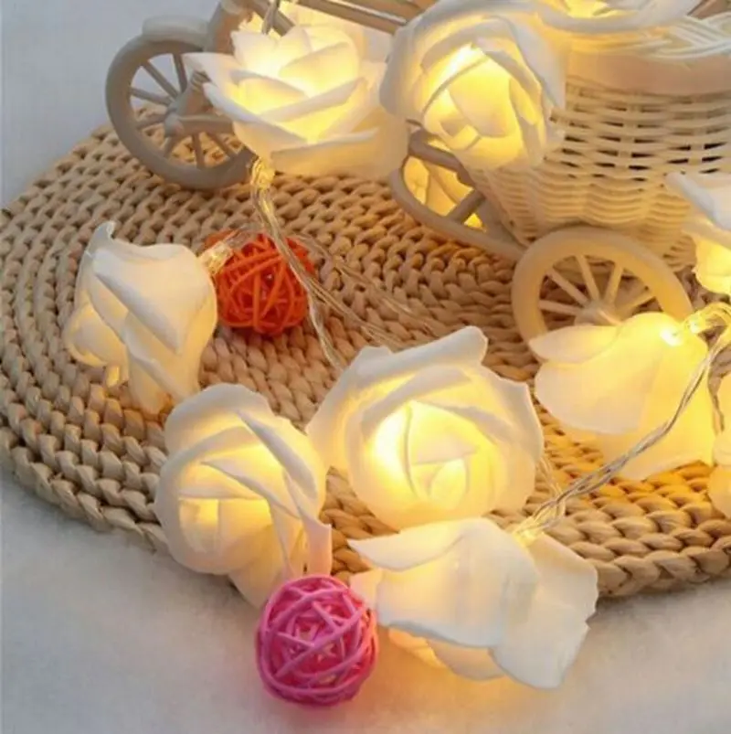 

1.5M 10 Roses Flower Garland LED Holiday String Lights Christmas Decorations for Home Christmas Ornaments New Year 2021 Navidad
