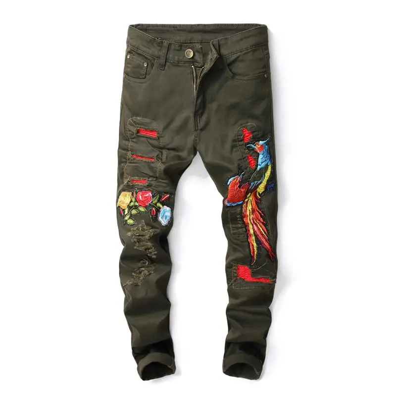 

New Arrivals Men's Jeans Ripped Biker Jeans Mens Streetwear Ripped Stretch Denim Pants