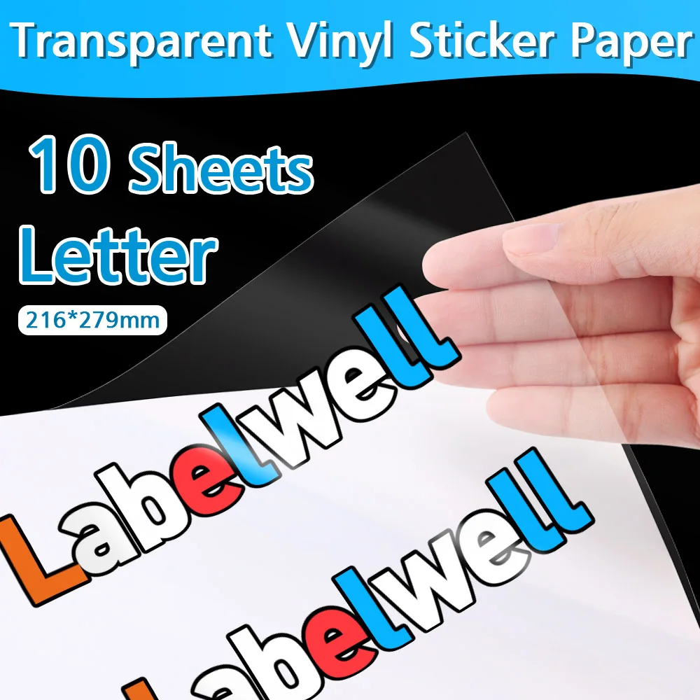 10Sheets A4 Paper for Transparent Printable Vinyl Sticker Paper Waterproof Self-Adhesive Printing Copy Paper For Inkjet Printer