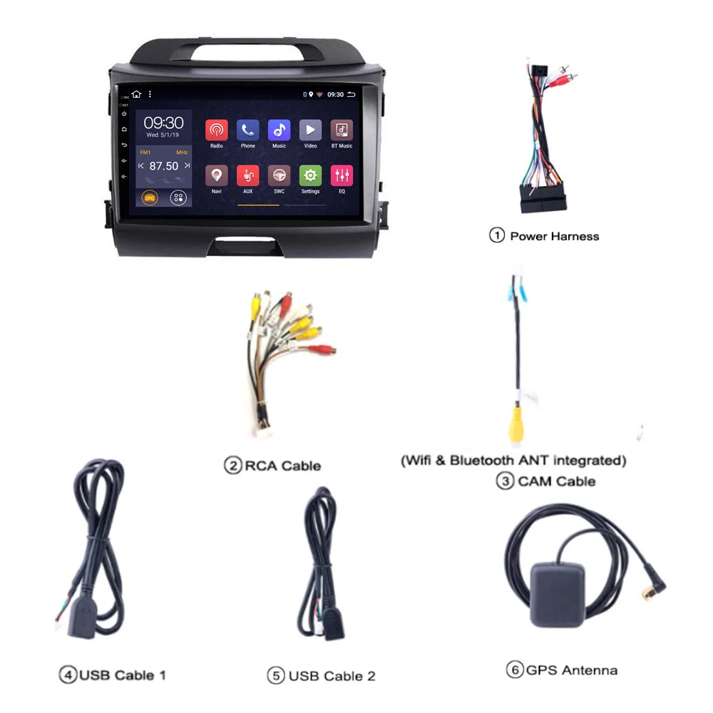 Автомагнитола coche для KIA Sportage R android 2 ГБ + 32 8 ядер 2010 2011 2012 2013 2014 2015 2016 автомагнитола