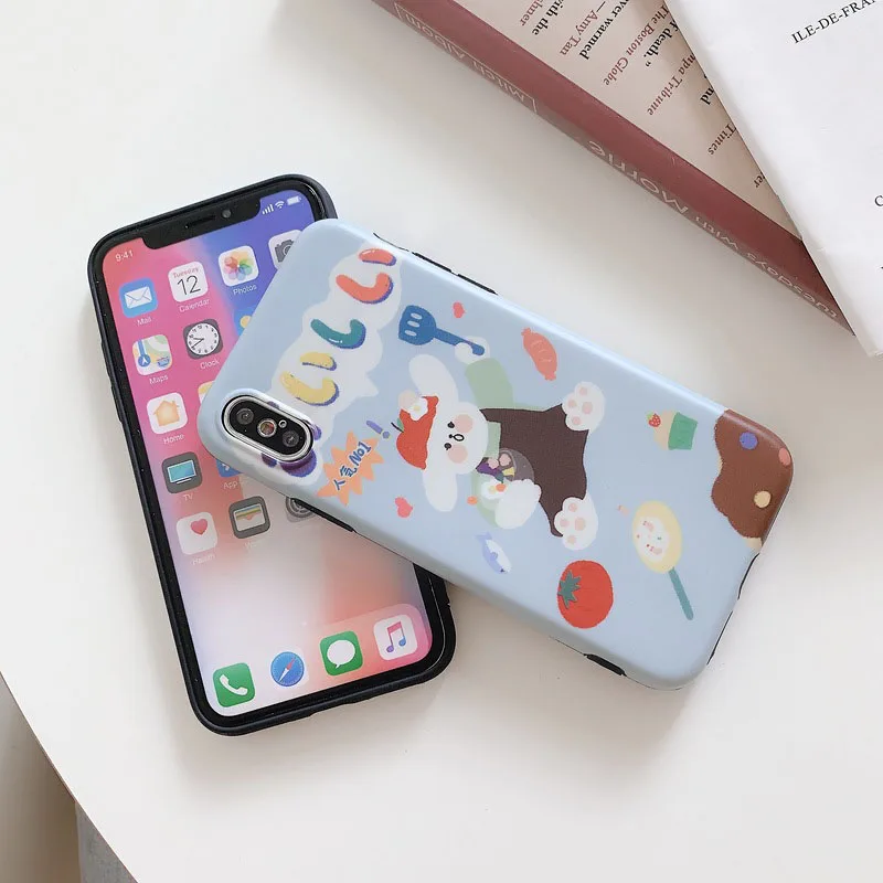 Милый чехол для телефона с мультяшным кроликом iPhone 6 6s 7 8 Plus X Xs XR Max мягкий из ТПУ |
