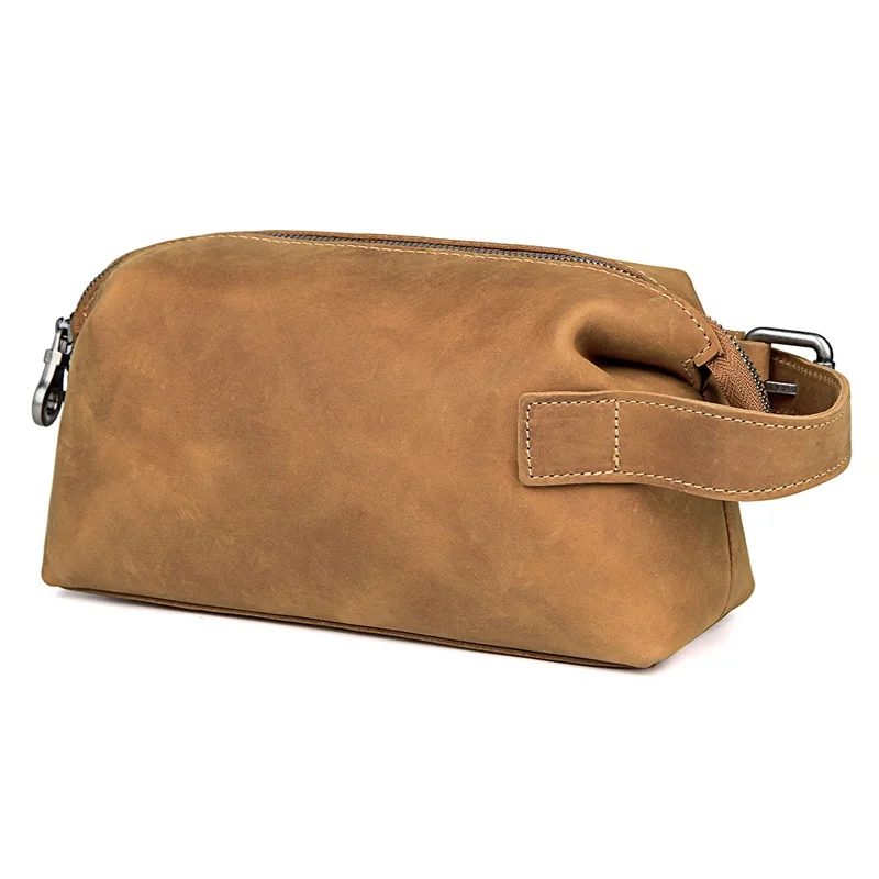 

Crazy Horse Genuine Leather Dopp Kit Men's Cosmetic Bag Male Toiletry Bag Vintage Wash Bags Make Up Bags Travel Organizer C014