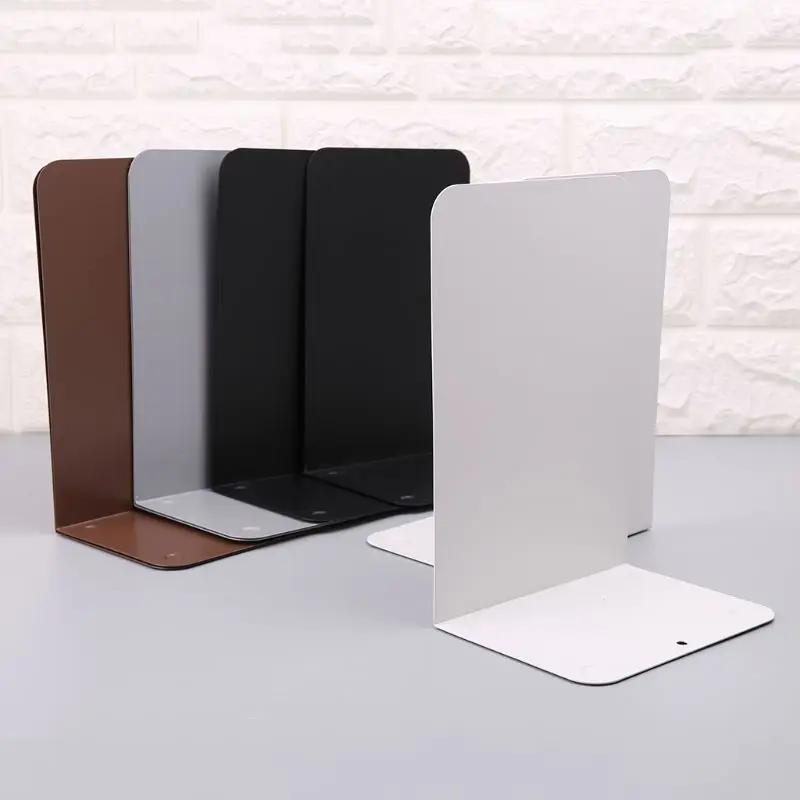 

1 Pair Metal Bookends Organizer Desktop Office Home Book Shelf Storage Holder Book Ends