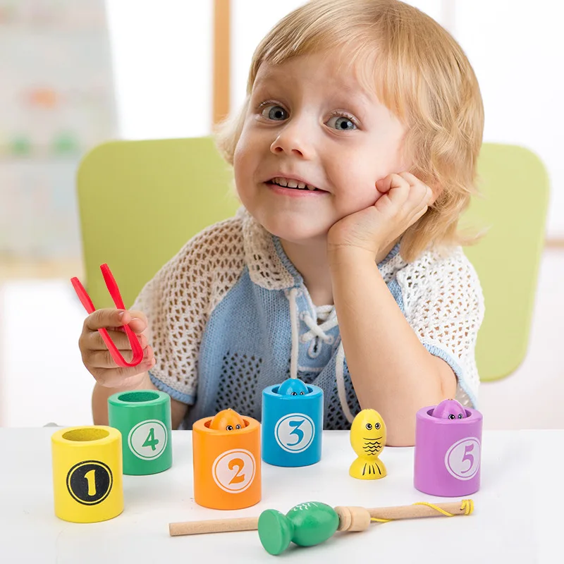 

Детские деревянные игрушки Монтессори раннее Когнитивное обучение Цветовая классификация цифровая Магнитная рыболовная игра развивающие...
