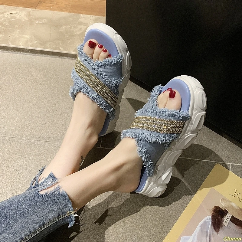 

Summer Rhinestone casual flats Women Sandals shoes woman Breathable Comfortable Non-slip Ladies platform Sandal women Shoes