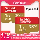 Карта памяти SanDisk A2 U3 V30 Extreme MicroSD, 2 шт., 1 ТБ, 512 ГБ, 400 ГБ, 256 ГБ, 128 ГБ, 64 ГБ, 32 ГБ, A1 для DJI drone с рамкой 4K60