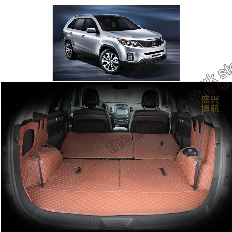 Lsrtw2017 для kia sorento роскошный кожаный коврик багажника автомобиля груза 2009 2010 2011 2012
