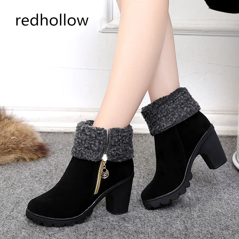 

2019 New Autumn Winter Women Boots Sexy High Heels Fashion Zipper Solid Lace-up Ankle Boots Women Shoes Botas Mujer