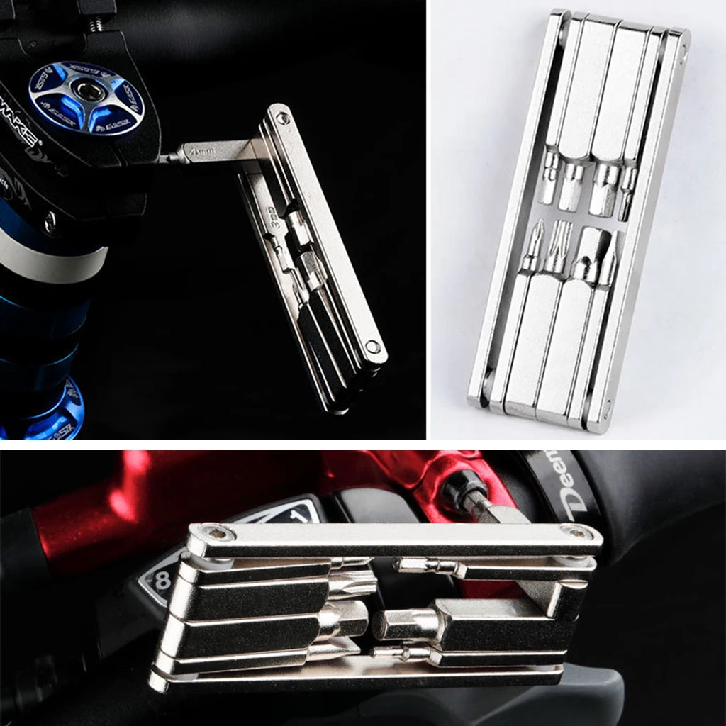 

Brand New High Quality Portable Handheld 8 in 1 Bicycle Multifunctional Folding Tool Repair Kit for Road Cycling Mountain Bike