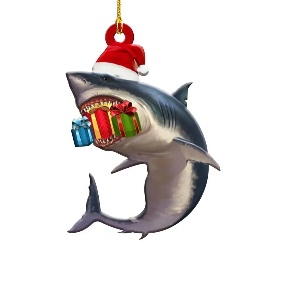 

Shark Christmas Ornaments Wooden Christmas Tree Hangings Decorations Festive Embellishments Hangings Ornaments For Holiday De