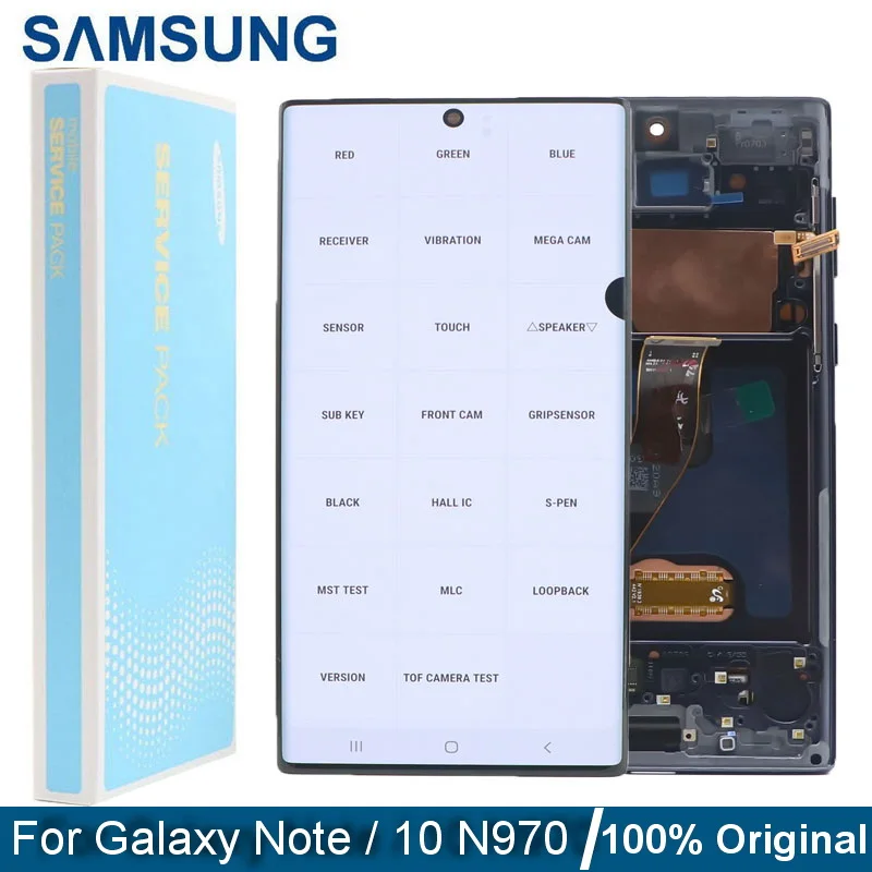 

Original Super Amoled Note10 LCD With Frame For Samsung Galaxy Note 10 N970F N9700 Lcd Display Touch Screen Digitizer With spots