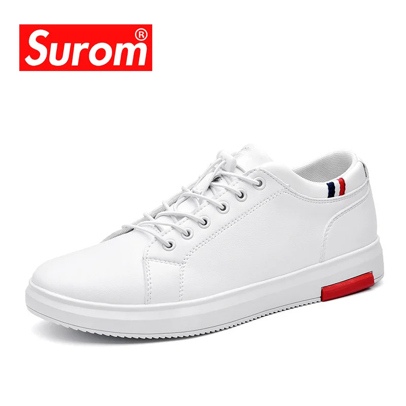 Кроссовки SUROM мужские из ПУ кожи дышащие на шнуровке классические повседневные