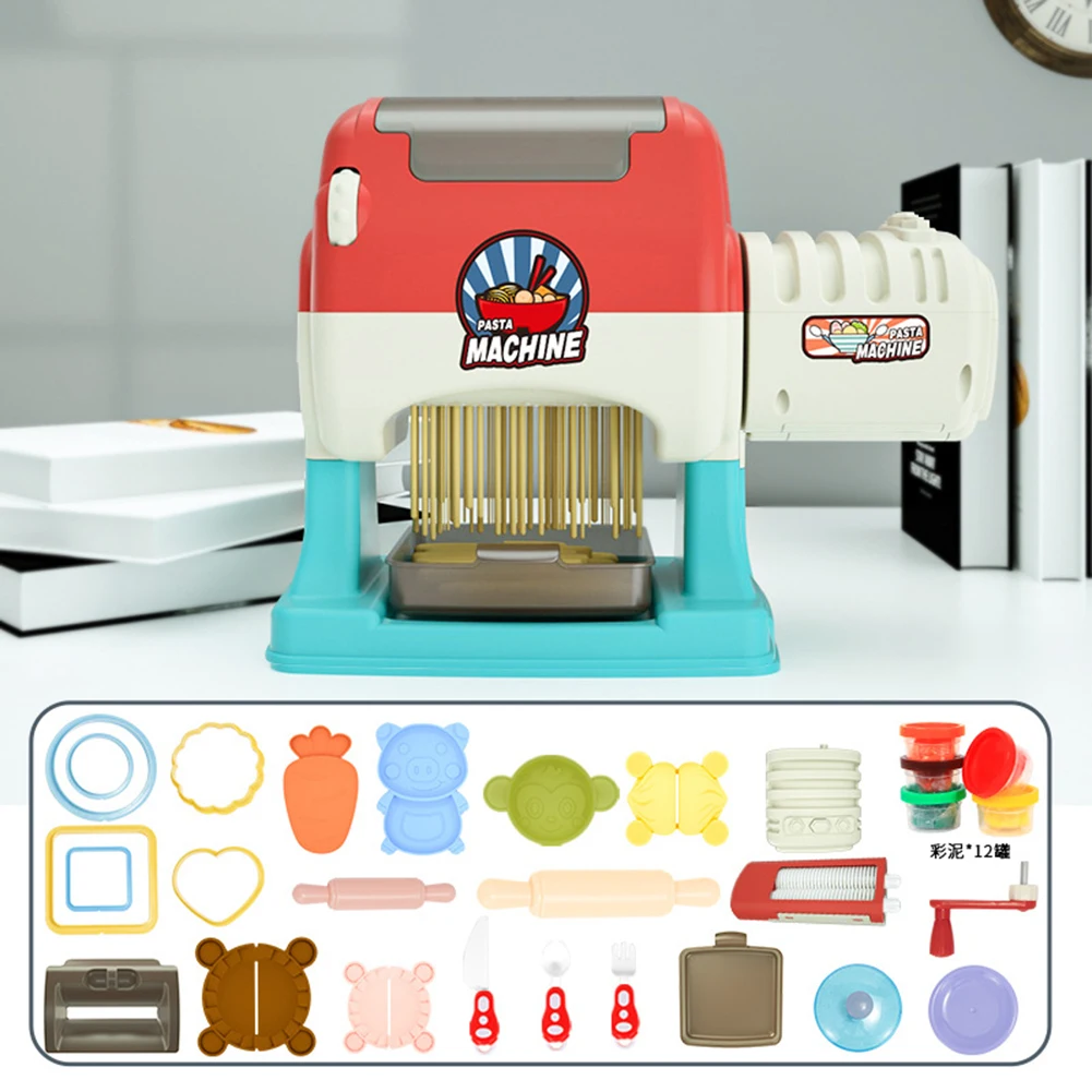 

12 Colors Plasticine Electric Noodles Maker Machine DIY Pretend Play Handmade Color Mud Kitchen Toys Set with Mould for Kids