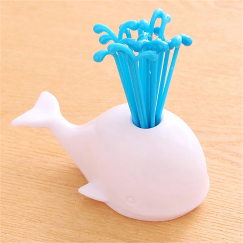 Белый кит фонтан фруктовая вилка креативные животные Кит фруктовый знак модная