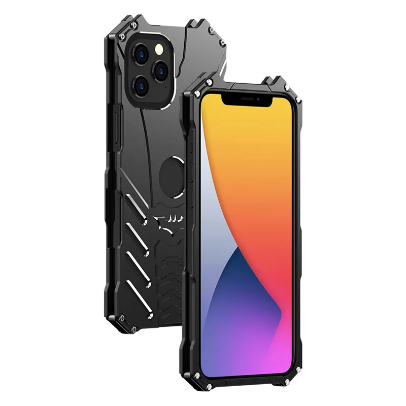

Для iPhone 12 Pro Чехол оригинальный R-JUST бронированный Алюминиевый металлический для iPhone 12 iPhone 12 Pro Max противоударный чехол