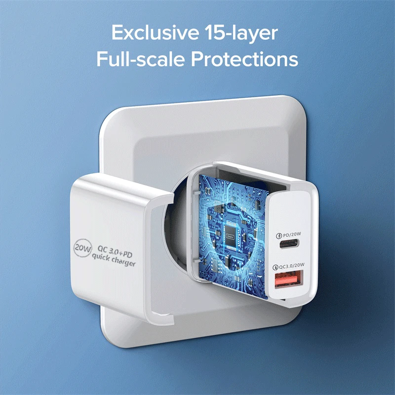 PD 20W USB Type C Charger LED Adapter Fast Phone Charge For iPhone 12 11 Pro Max X Xs Xr 7 AirPods iPad Huawei Xiaomi LG Samsung