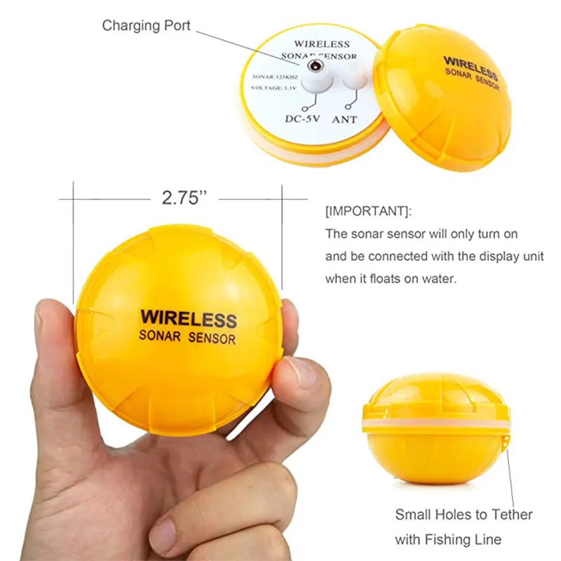 Портативный Перезаряжаемый рыболокатор беспроводной гидролокатор датчик