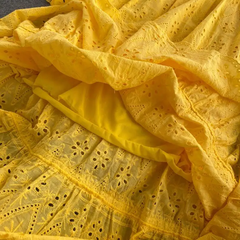 

Autumn Hollow Out Long Dress Women Casual Flare Long Sleeve O-neck Embroidery Maxi Dresses Female Vintage New Fashion Fall 2021