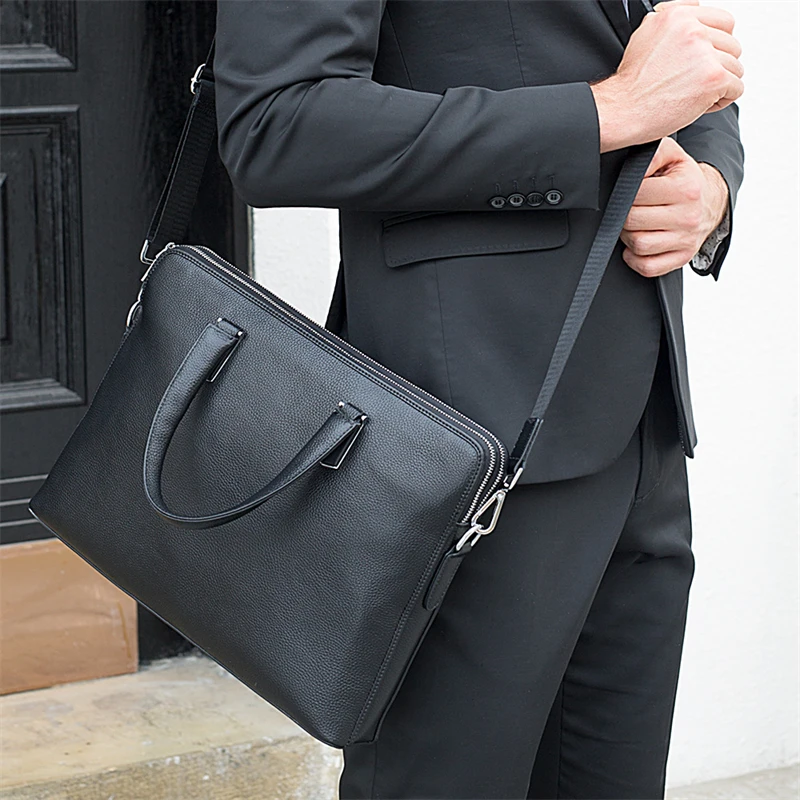 Men's Business Genuine Leather Briefcases For Laptop Bag Women's Totes Bag Leather Male Briefcase Shoulder Bag For Document Bags