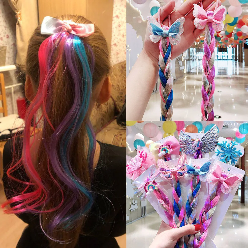 

Повязка на голову для девочек с милым мультяшным бантом и бабочкой цветная оплетка Детская резинка-держатель для конского хвоста модные ак...