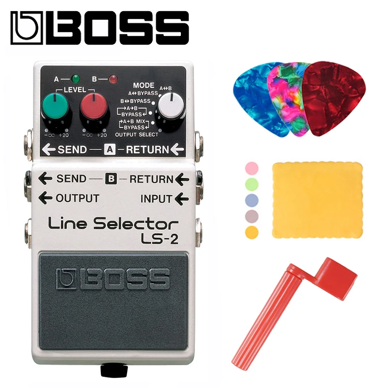 Boss LS-2 Line Selector Pedal and Input/Output Router Bundle with Picks Polishing Cloth Strings Winder | Спорт и развлечения