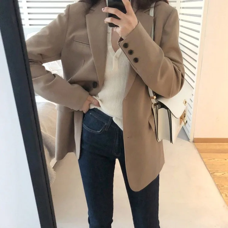 

Casual small suit jacket women 2021 spring and autumn new Korean version of the British style black suit jacket trend