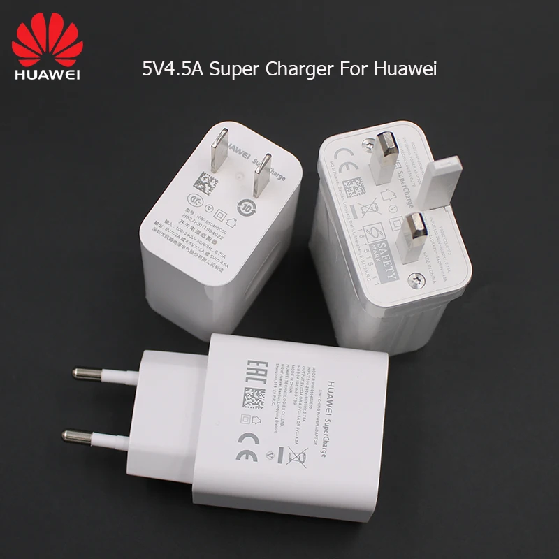 

22.5W Official Huawei Supercharge 4.5V 5A Charger EU/US/UK Mate 9 10 20 P10 Plus P20 Pro Honor Fast Quick Super Type-C зарядное