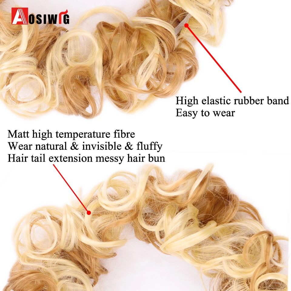 AOSIWIG Synthetic Chignon Messy Elastic Band Hair Bun Straight Scrunchies Updo Tail Hairpiece Natural Fake Hairpieces | Шиньоны и