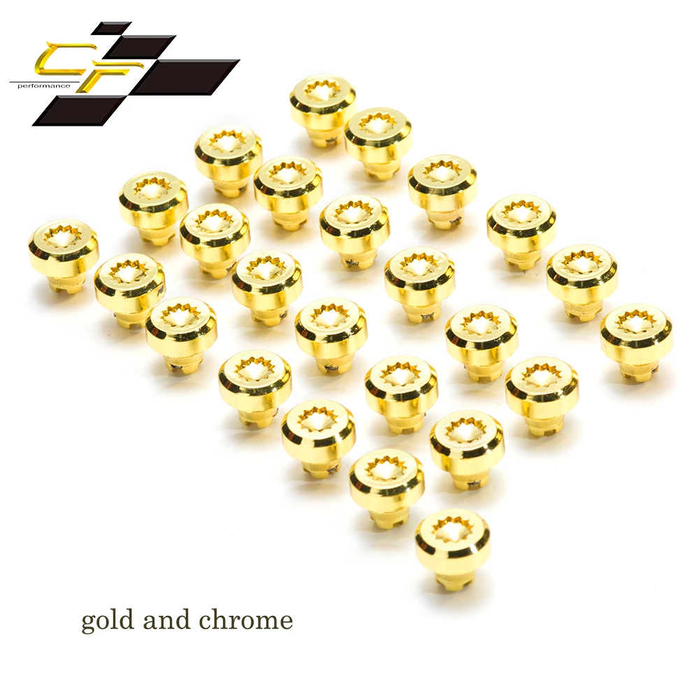 

125pcsx7.9mm Car Wheel Rivets Rims Cap For Lip Decoration Nuts Tire Studs Screw Auto Accessories 12-Pointed Star Gold Chrome