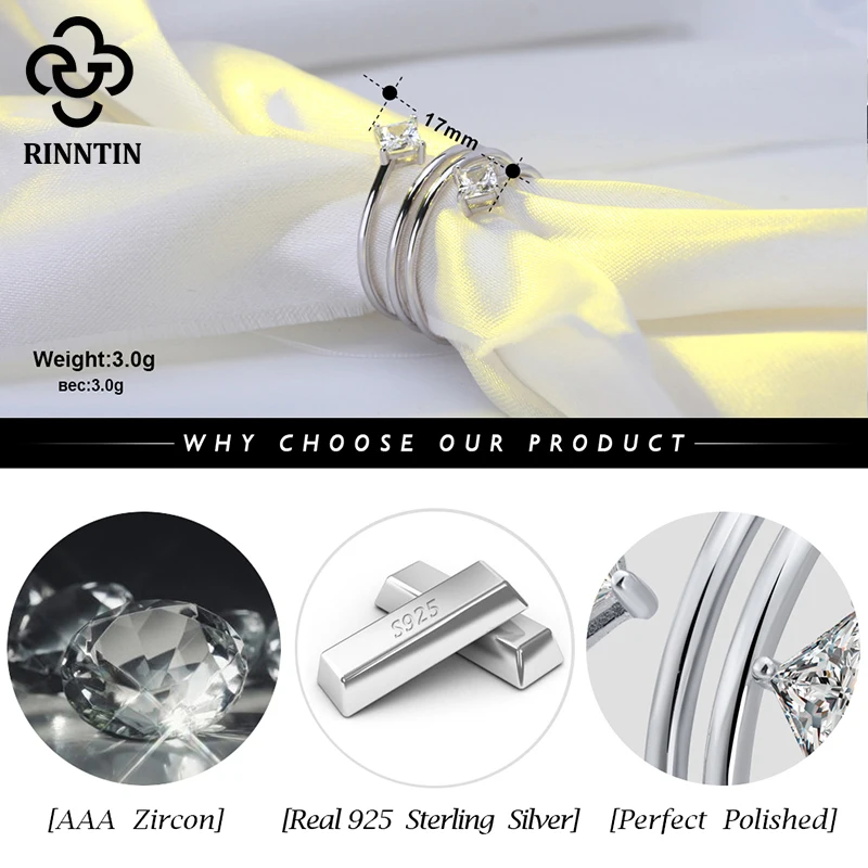 Женское кольцо из серебра 925 пробы с прозрачным цирконием|Кольца| |