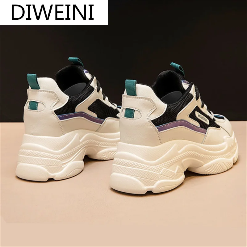 

Spring Women Shoes 2021 New Women Vulcanize Shoes Fashion Platform Mesh Breathable Casual Sneakers Increase White Dad Shoes