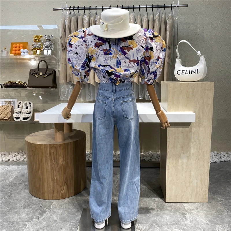 

Niche Design 2021 Two-button all-match straight-leg Split Jean Vintage Pocket Labeled Baggy wide-leg Pants