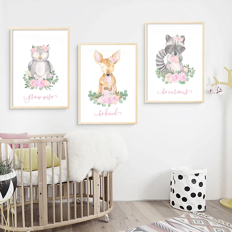 Детский Настенный холст постер с принтом кролика медведя лисы скандинавский