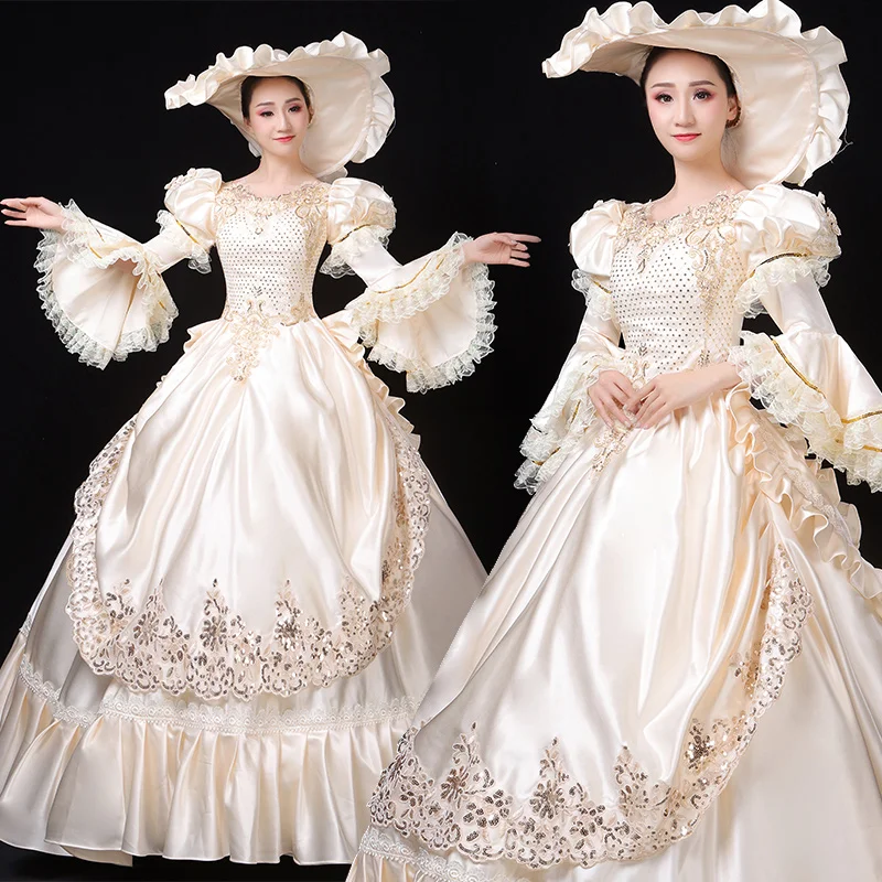 

White Vintage Southern Belle Marie Antoinette Ball Gowns Lolita Style Rococo Christmas Party Dresses Theatrical Clothing