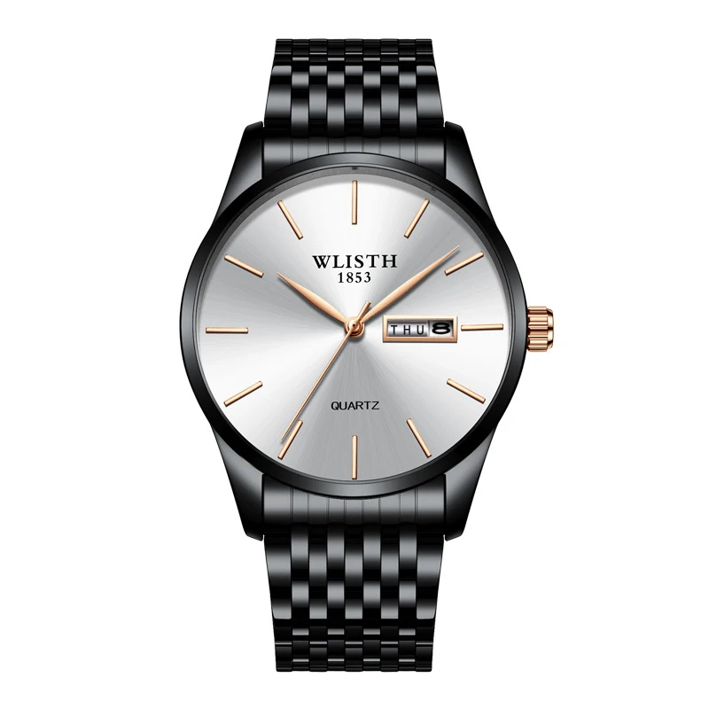 fashion mens watches top brand luxury ultra thin hot male clock steel display week date quartz watch business men wrist watches free global shipping