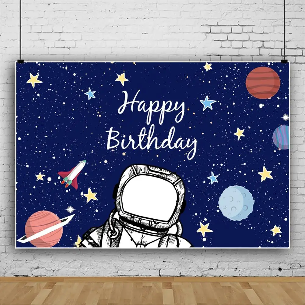 

Universe Space Astronaut Star Baby Shower Boy Birthday Backdrop Photography Background For Photo Studio Vinyl Custom Photophone