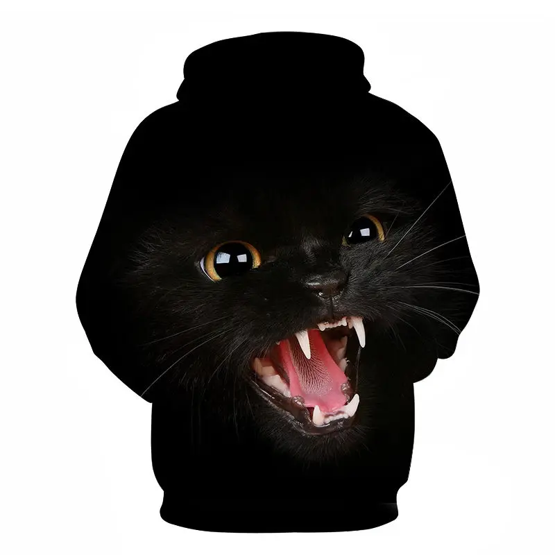 

Casual Hoodie 3D Men Women Printed Sweatshirt Funny Pullover Harajuku Hip Hop Streetwear Tops Hoodies Cat Lovely Cartoon Black