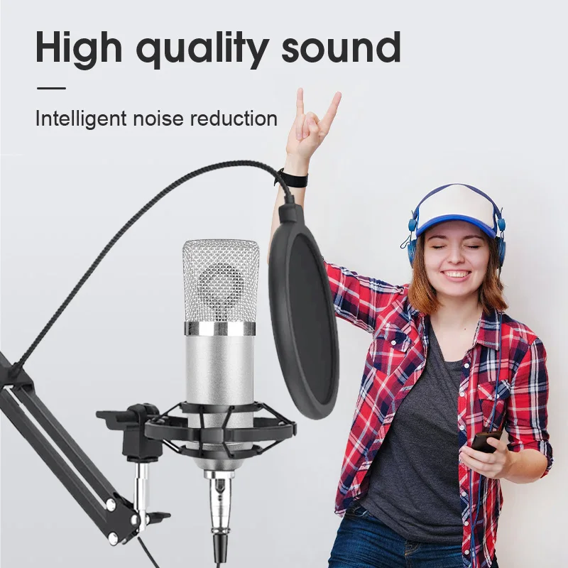 

BM700 Microphone Professional Studio Microphone Wired Condenser Karaoke Mikrofon Mic For PC Youtube Video Chatting Gaming Mic