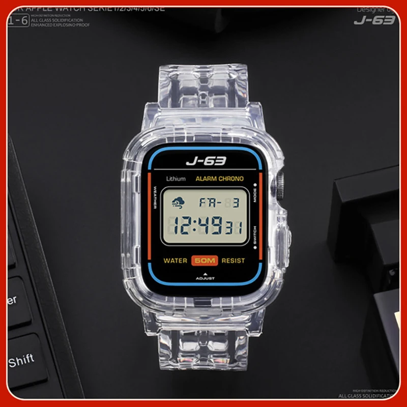 

Program C Transparent Protective Shell For iWatch Anti-drop One-piece Sports Strap Suitable for Apple Watch 34567