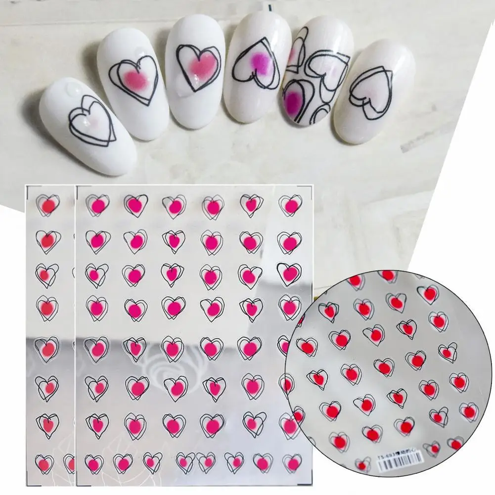 

Наклейка для ногтей с трещинами в форме сердца, ультратонкая красочная наклейка с милым рисунком на тыльную сторону, 3D наклейки для маникюр...