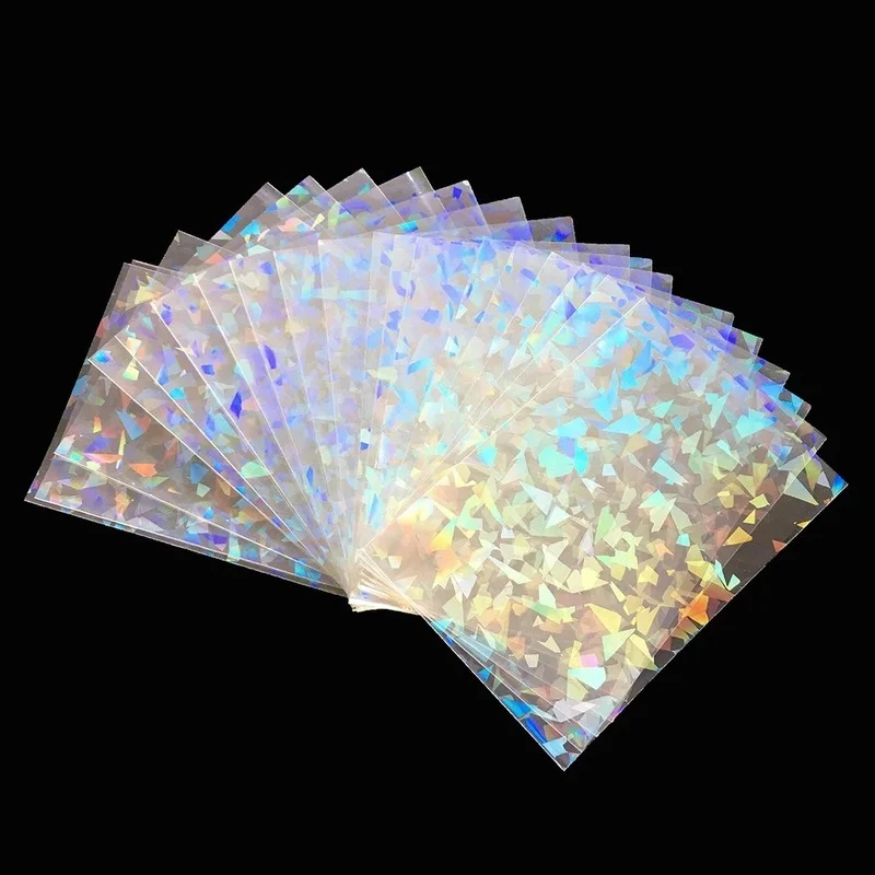 100pcs Broken Gemstone Glass Laser Flashing Card Film Holographic Idol Photo Sleeves Tarot YGO Ultra Super Protector | Спорт и