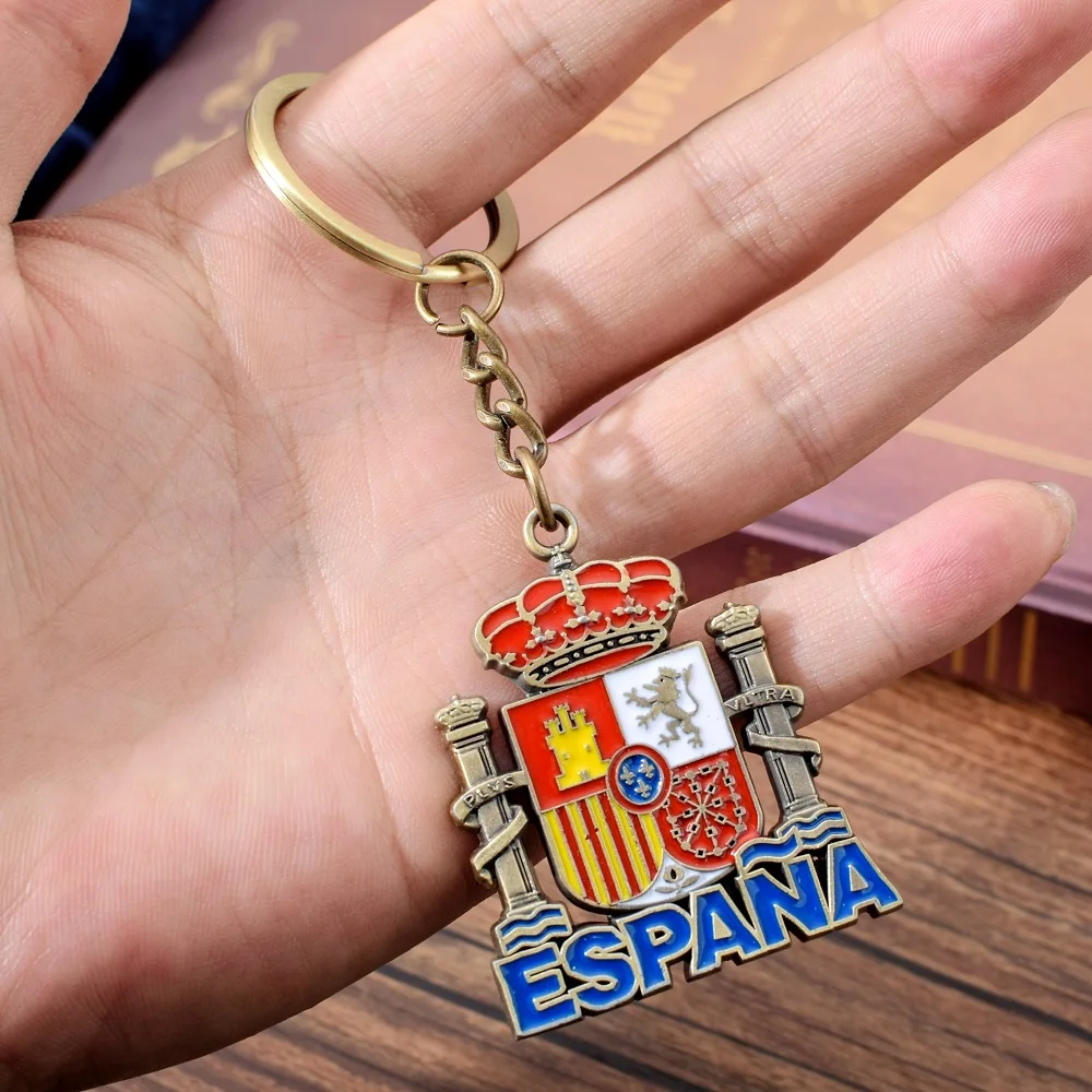 Vicney Новое поступление Винтажная Стиль испанский эмблема брелок синий Цвет ESPANA
