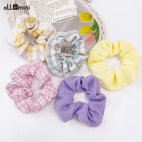 plaid scrunchies elastic rubber hair tie bands women headband girl hairband female hair accessories ponytail holders 5pcsset