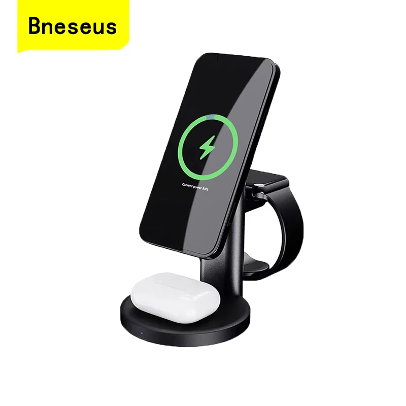 

15W 3 In 1 Magnetic Safe Wireless Charger for Iphone 13 12 Pro Max Qi Fast Charging Mobile Phones Holder For Apple Watch Airpods